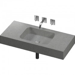 Exclusive Due L handfat med 12.5cm tjock rak kant Silestone handfat